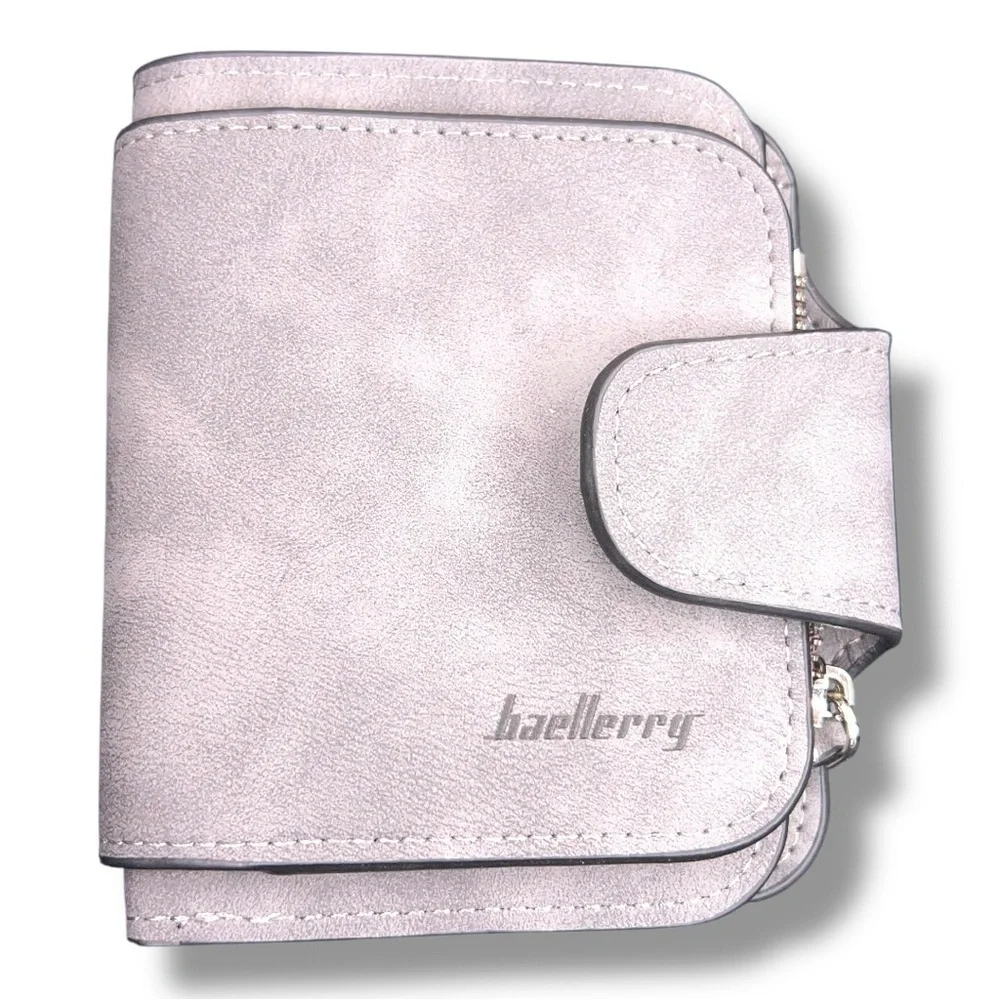 Baellerry Light Grey Faux Suede Folding Wallet Adult Unisex Travel